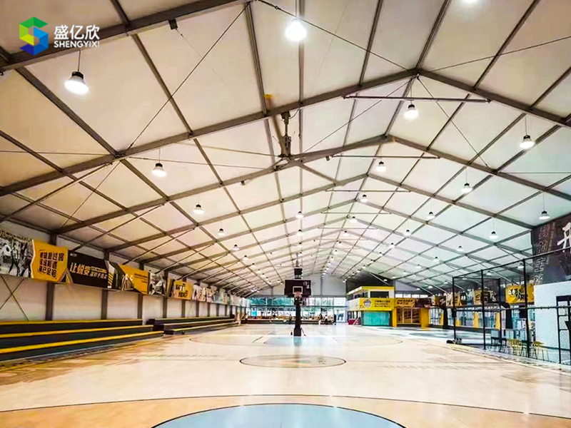 In just one day, the outdoor basketball court instantly transforms into an indoor basketball court